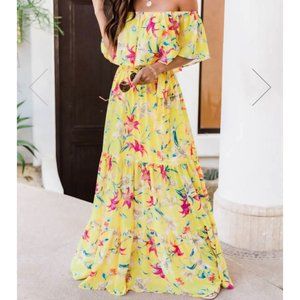 Sweet Southern Kiss Yellow Floral Maxi